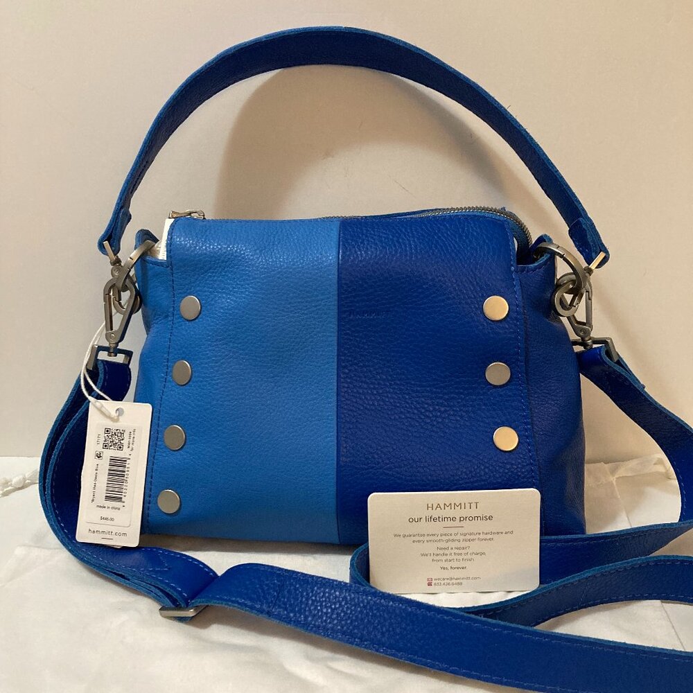 HAMMITT Bryant Medium Satchel Crossbody Bag Leather Oasis Blue